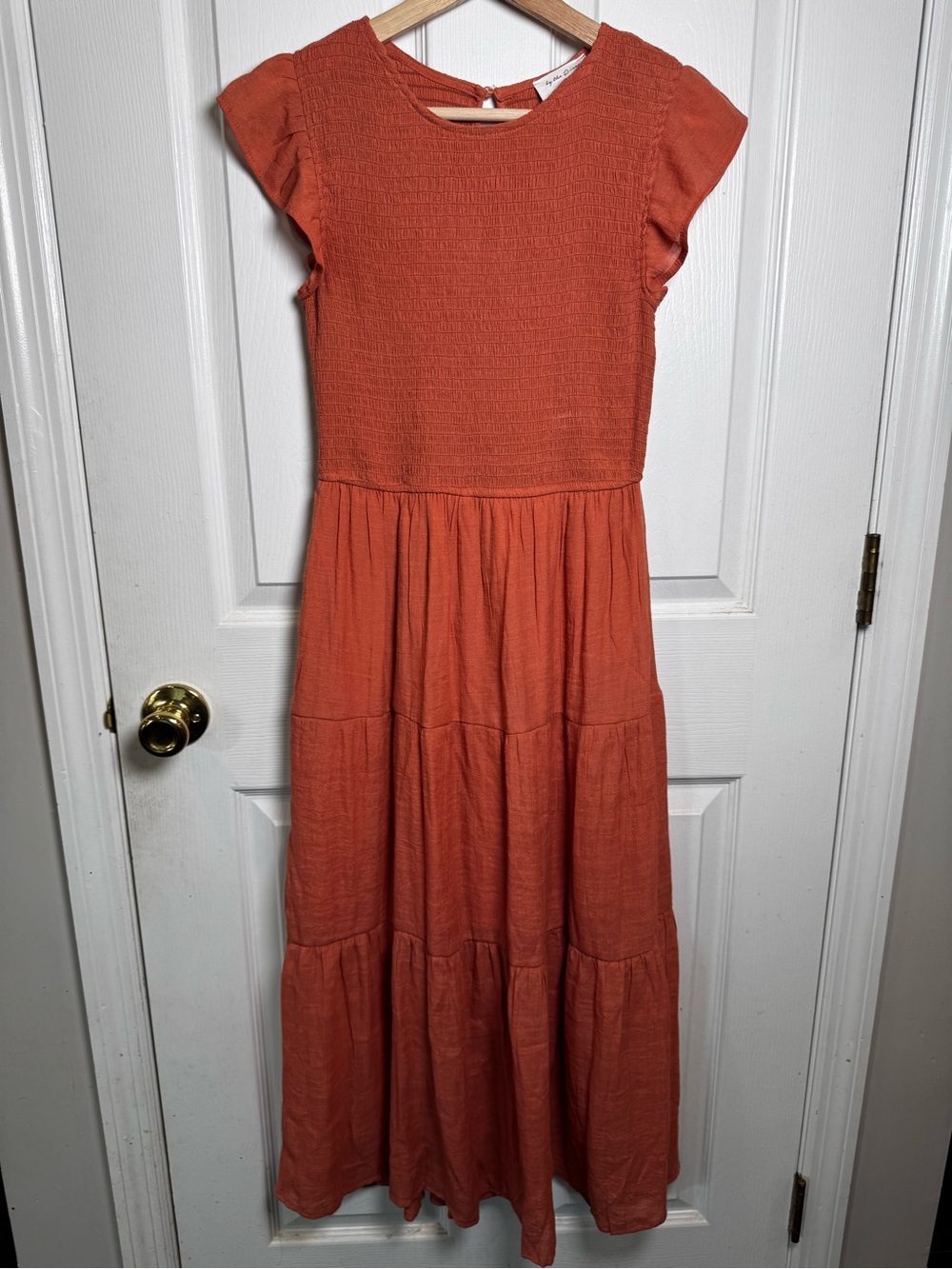 Women's Rust Orange Tiered Midi Dress
